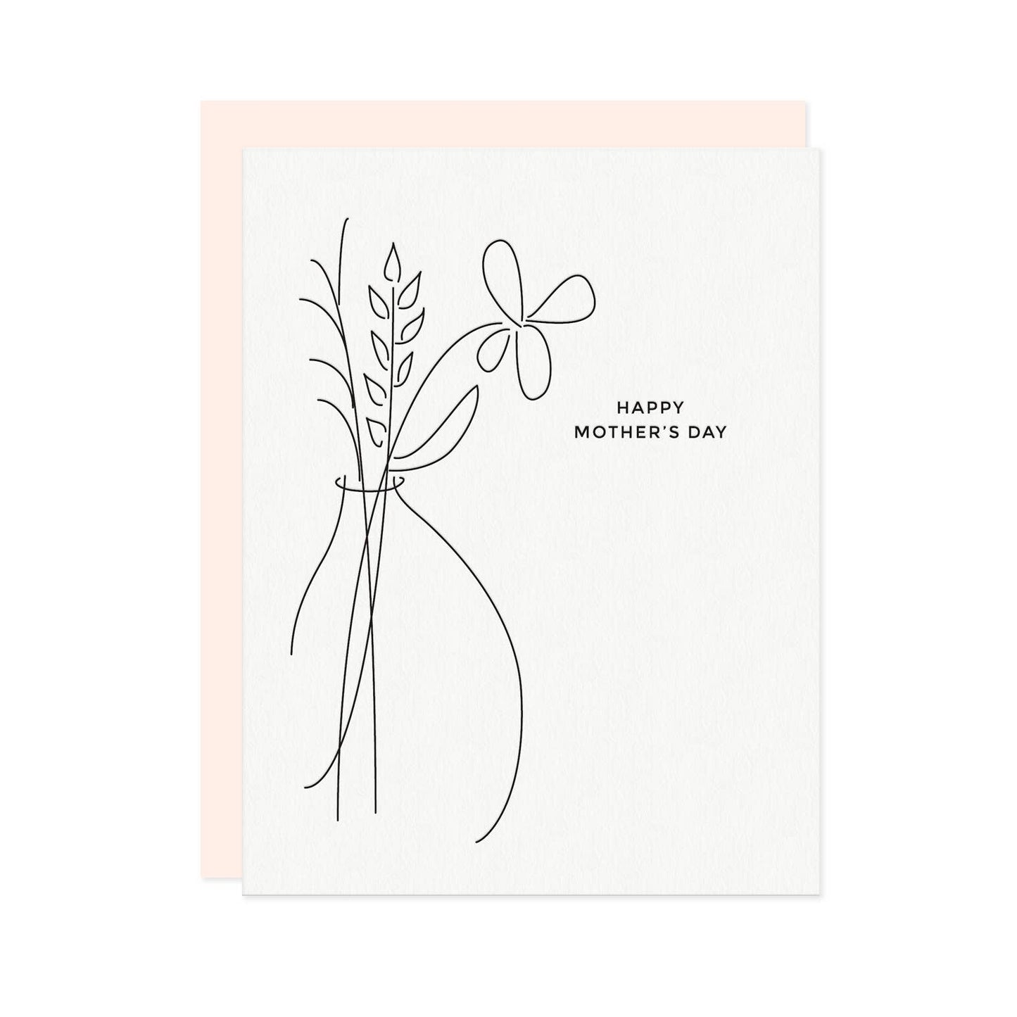 Linework Floral Mother's Day Letterpress Greeting Card