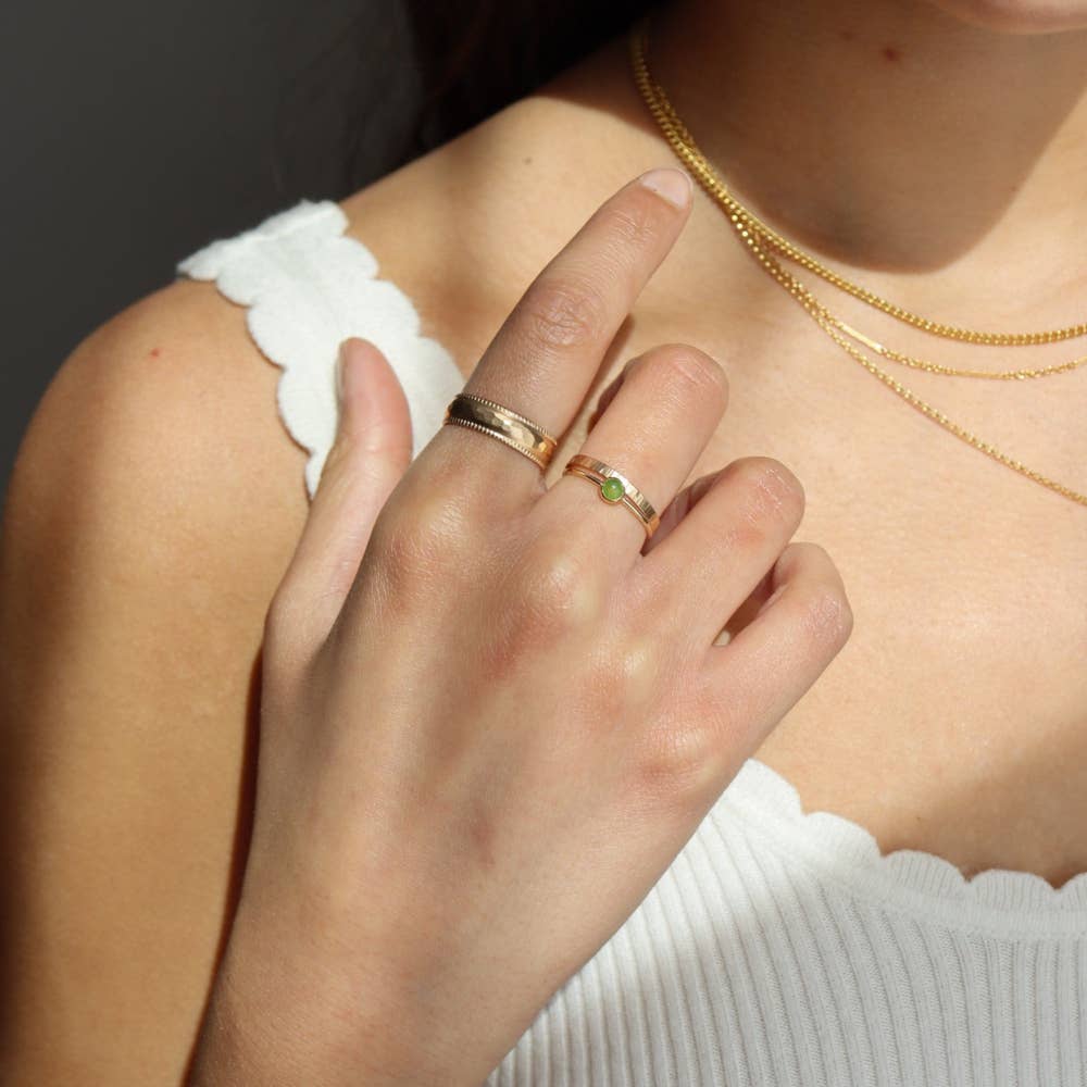 Jade Ring | Green Gemstone Ring: 14k Gold Fill / 7