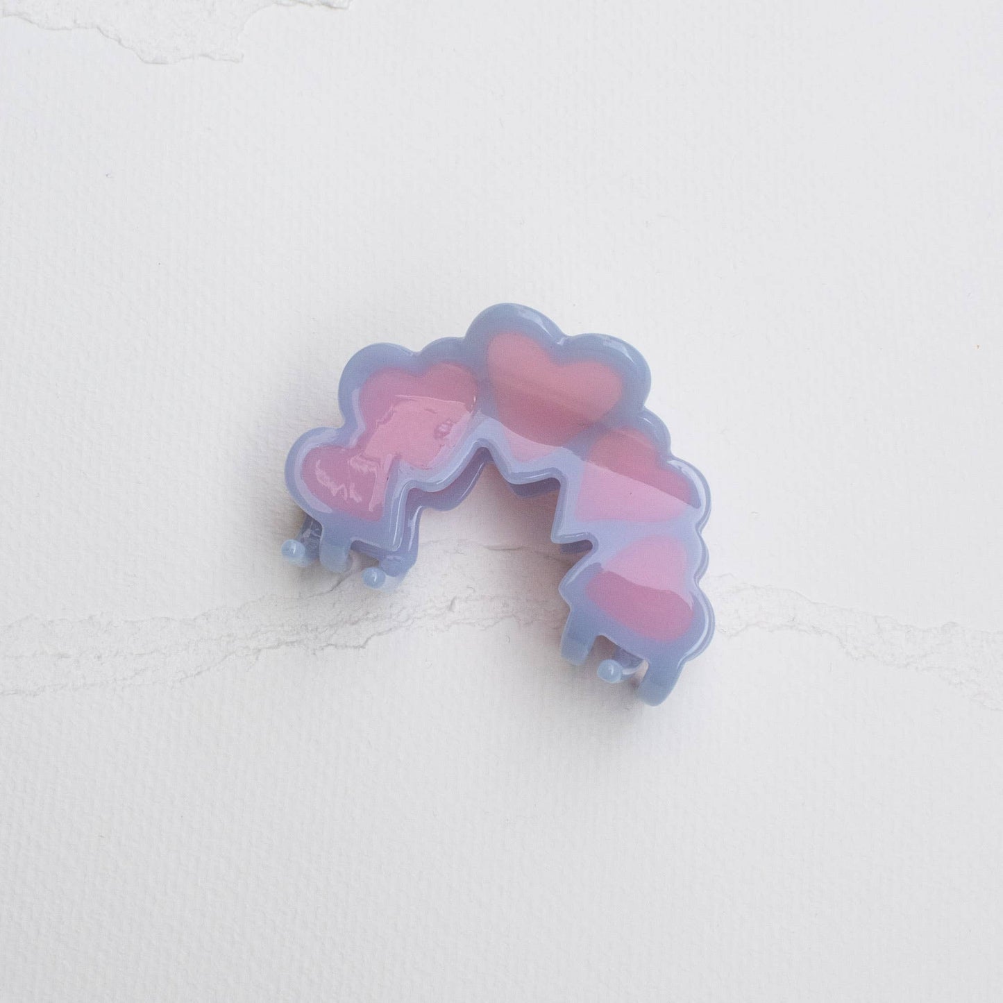 Eco Arch Shape Heart Claw Hair Clip | Sky/Pink