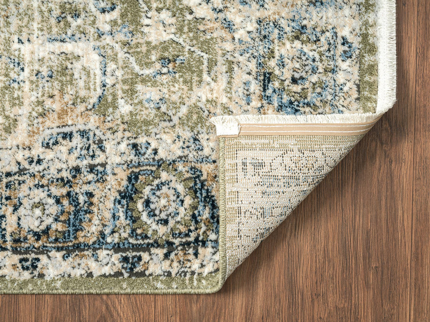 Abani Savoy Vintage Green Blue Area Rug: 6' x 9'