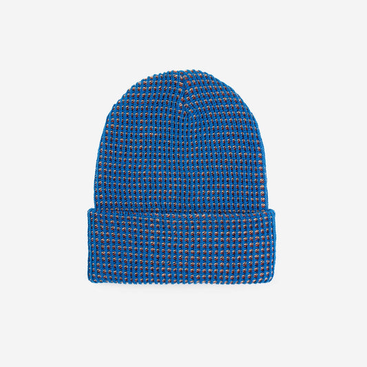 Simple Grid Knit Beanie | Cobalt Peach