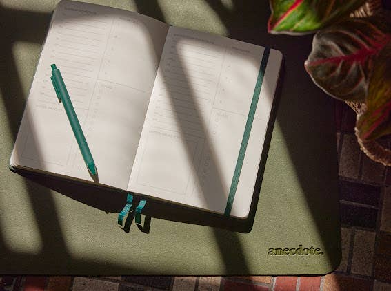 The Daily Planner - Hardcover with Library Buckram Cover: Olive