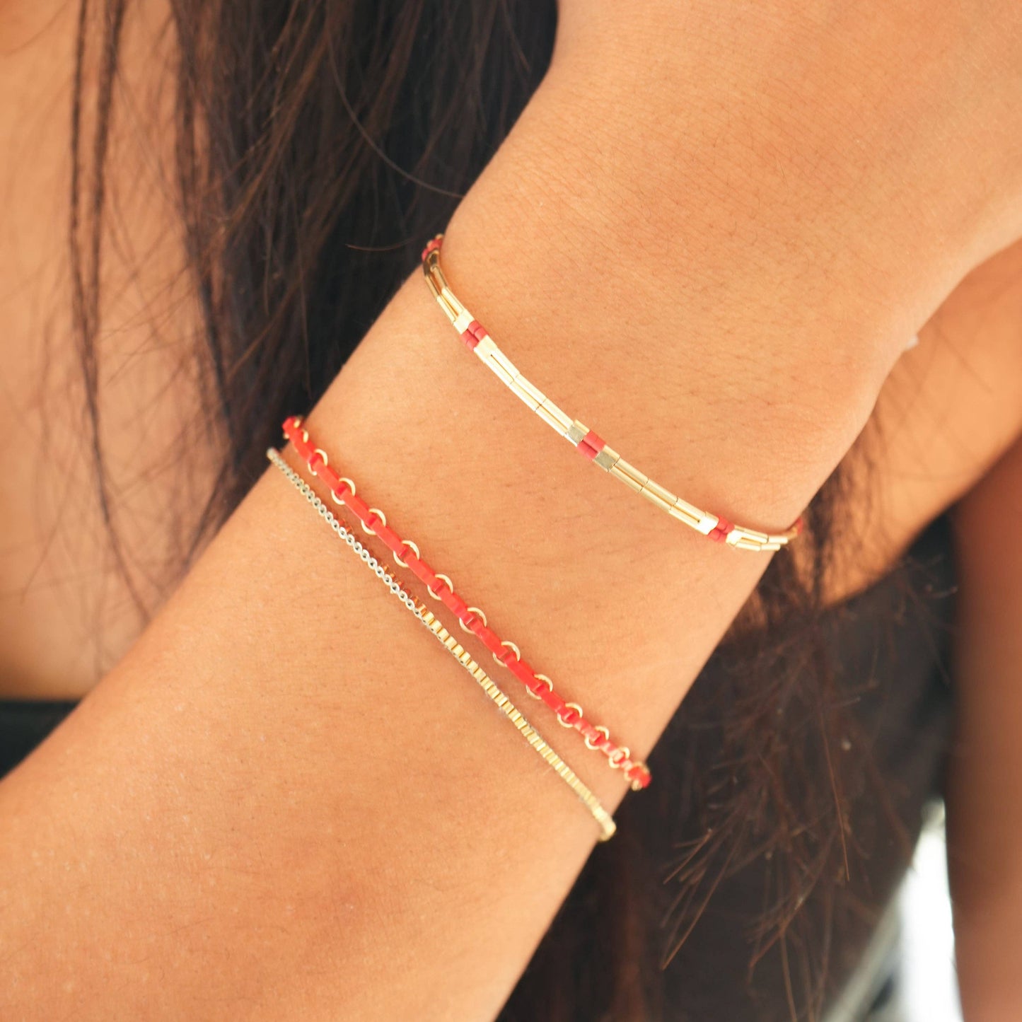 Grace Bracelet: Peach Luster / 6"