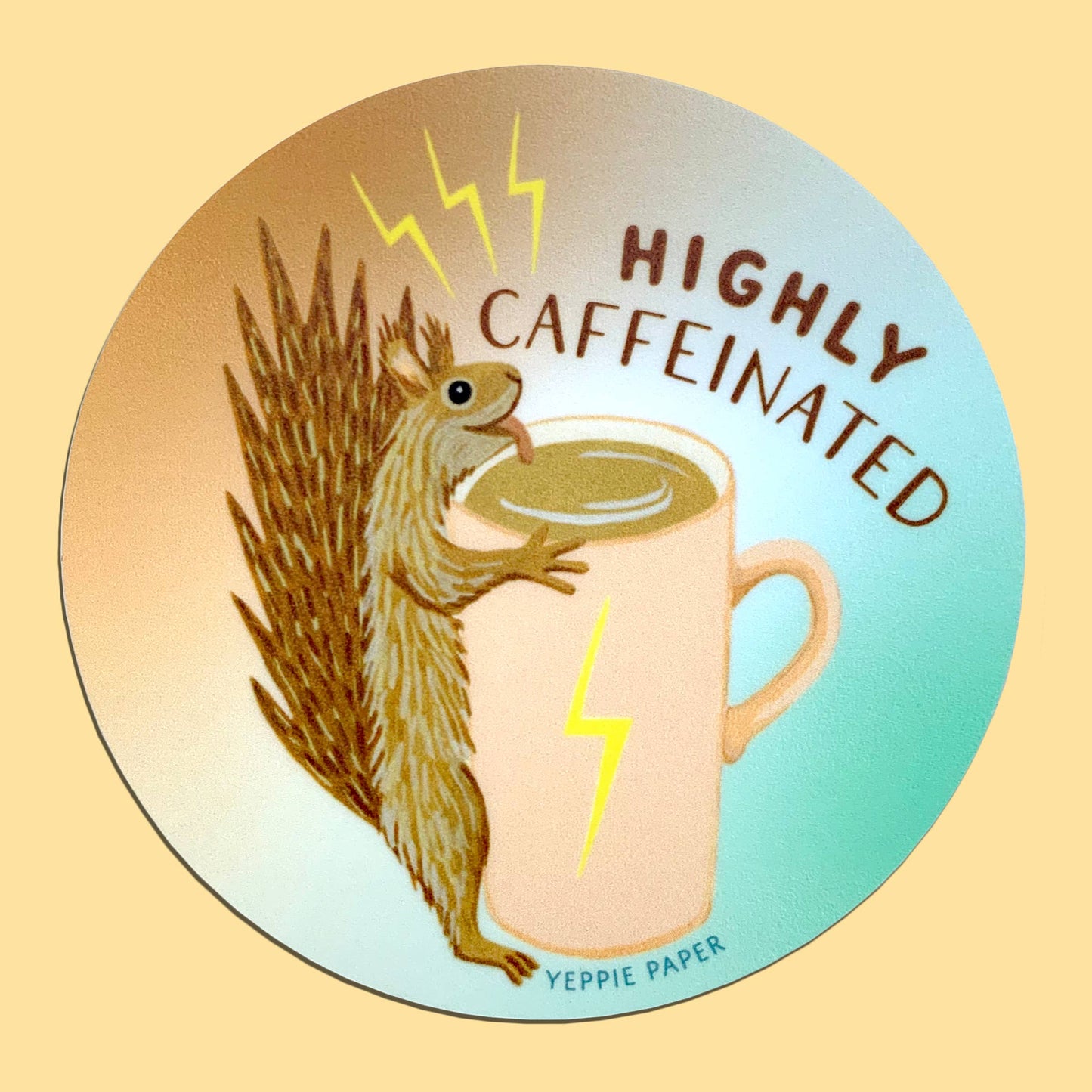 Caffeinated Squirrel Coffee Mug Sticker