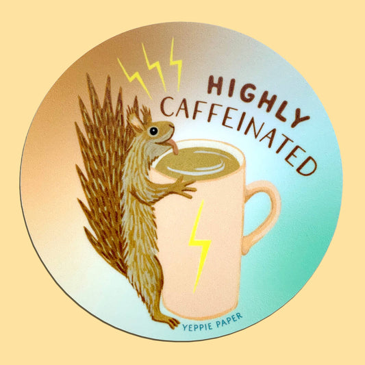 Caffeinated Squirrel Coffee Mug Sticker