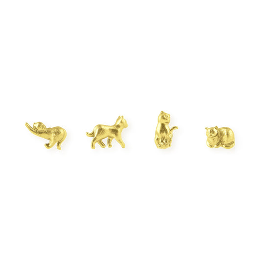 Cast Metal Gold Cat Magnets