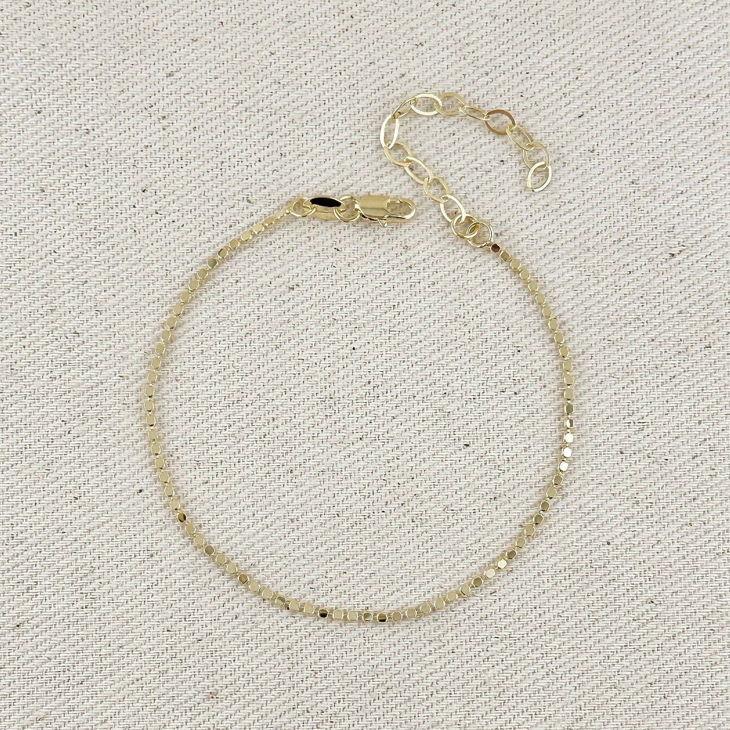 18k Gold Filled 1.5mm Flat Dot Ball Bracelet | 6.5 inches + 2 inch extender
