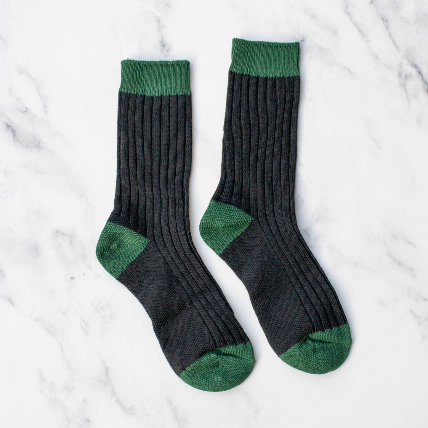 Women's 2 Tone Jacquard Casual Socks | Black/Green