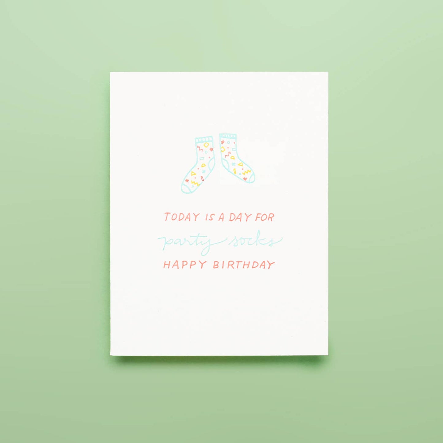 Party Socks Letterpress Birthday Card