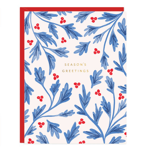 Seasons Greetings Holly Card