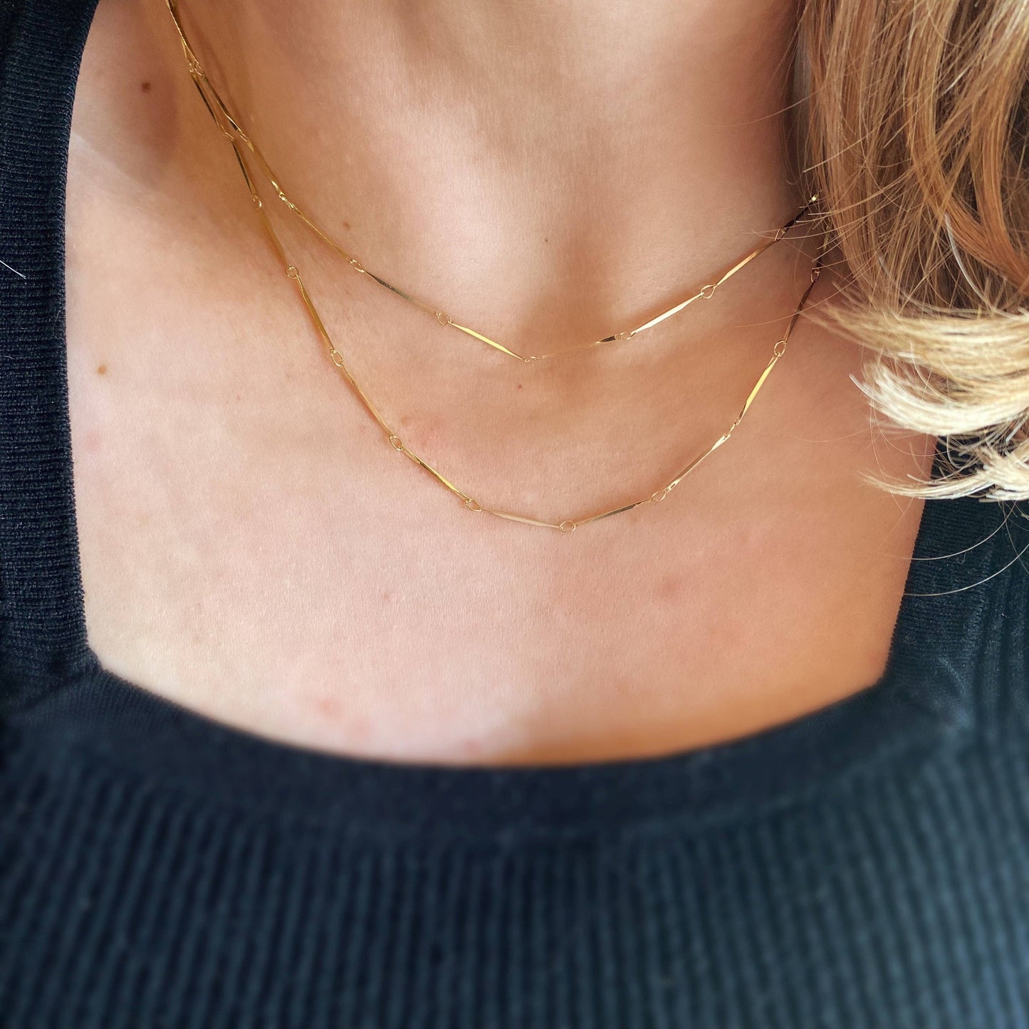 18k Gold Filled 1mm Diamond Cut Straw Chain | 16 inches