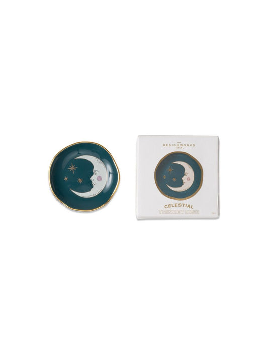 Celestial Ceramic Trinket Dish | Teal Moon