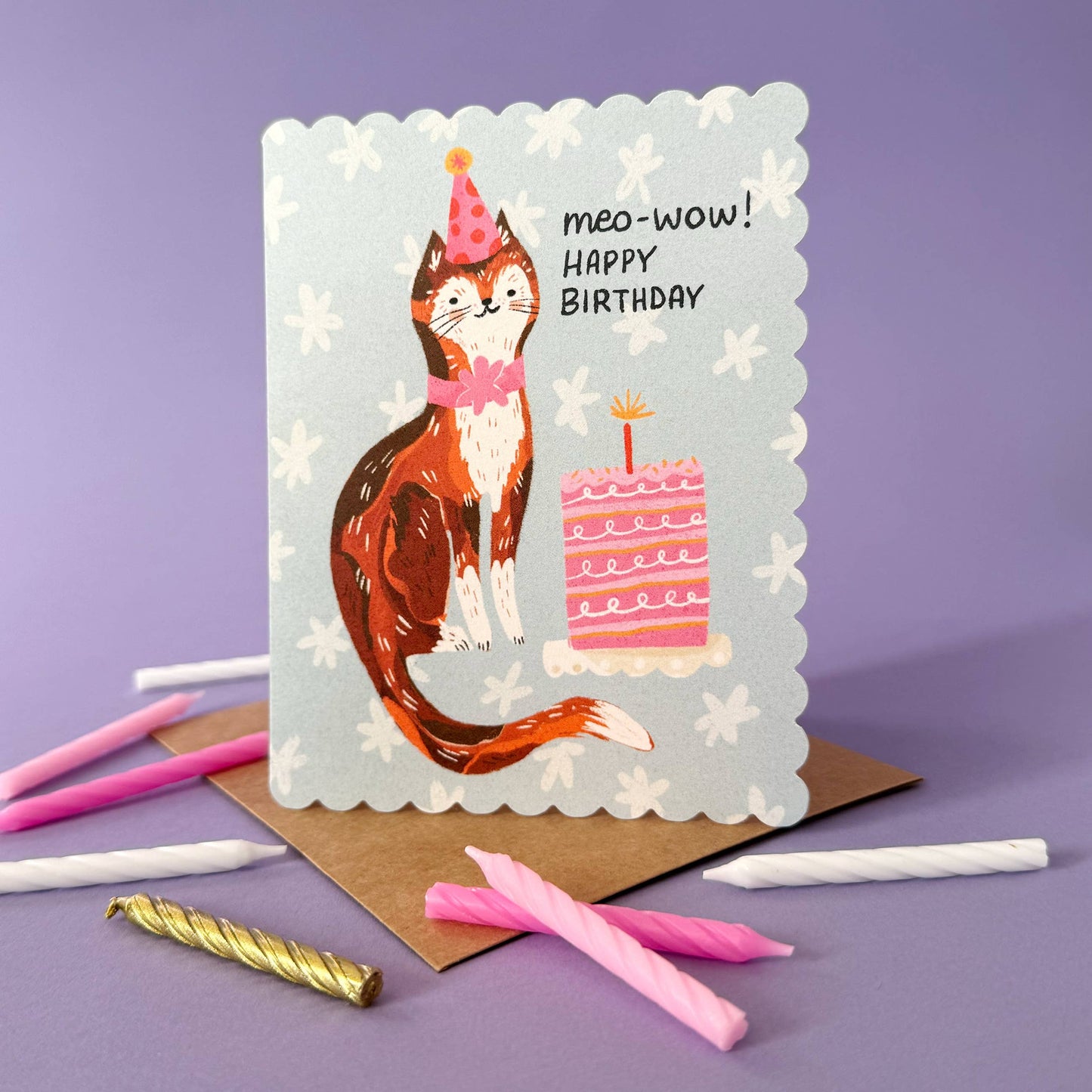 Meo-Wow Cute Cat Birthday Cat Card