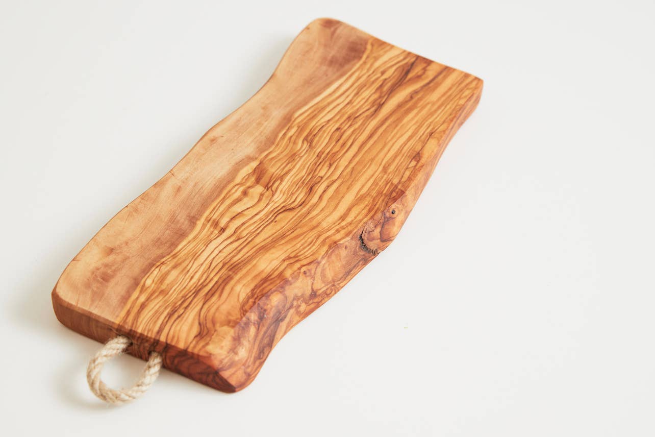 Italian Olivewood Charcuterie and Cheese Board With Rope Handle