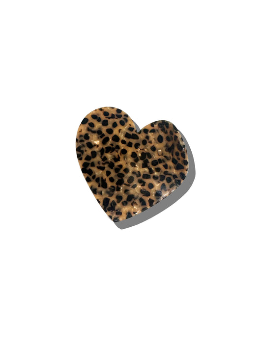 Heart Acetate Claw Hair Clip | Leopard