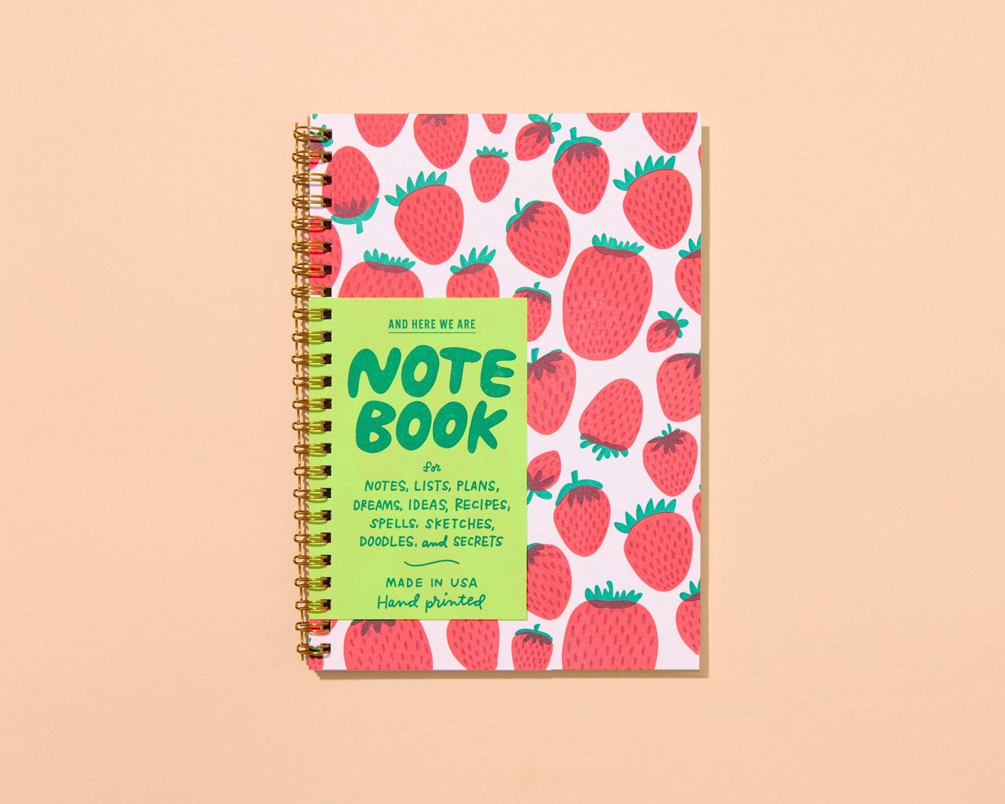 Letterpress A5 Spiral Notebook | Strawberry