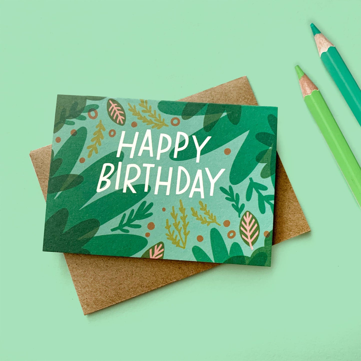 Green Friends Birthday Illustrated Mini Card