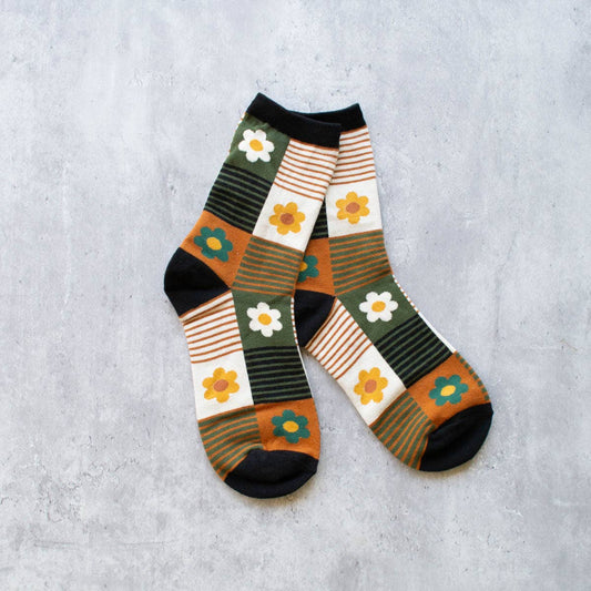 Daisy Multi Striped Socks | Black & Mustard