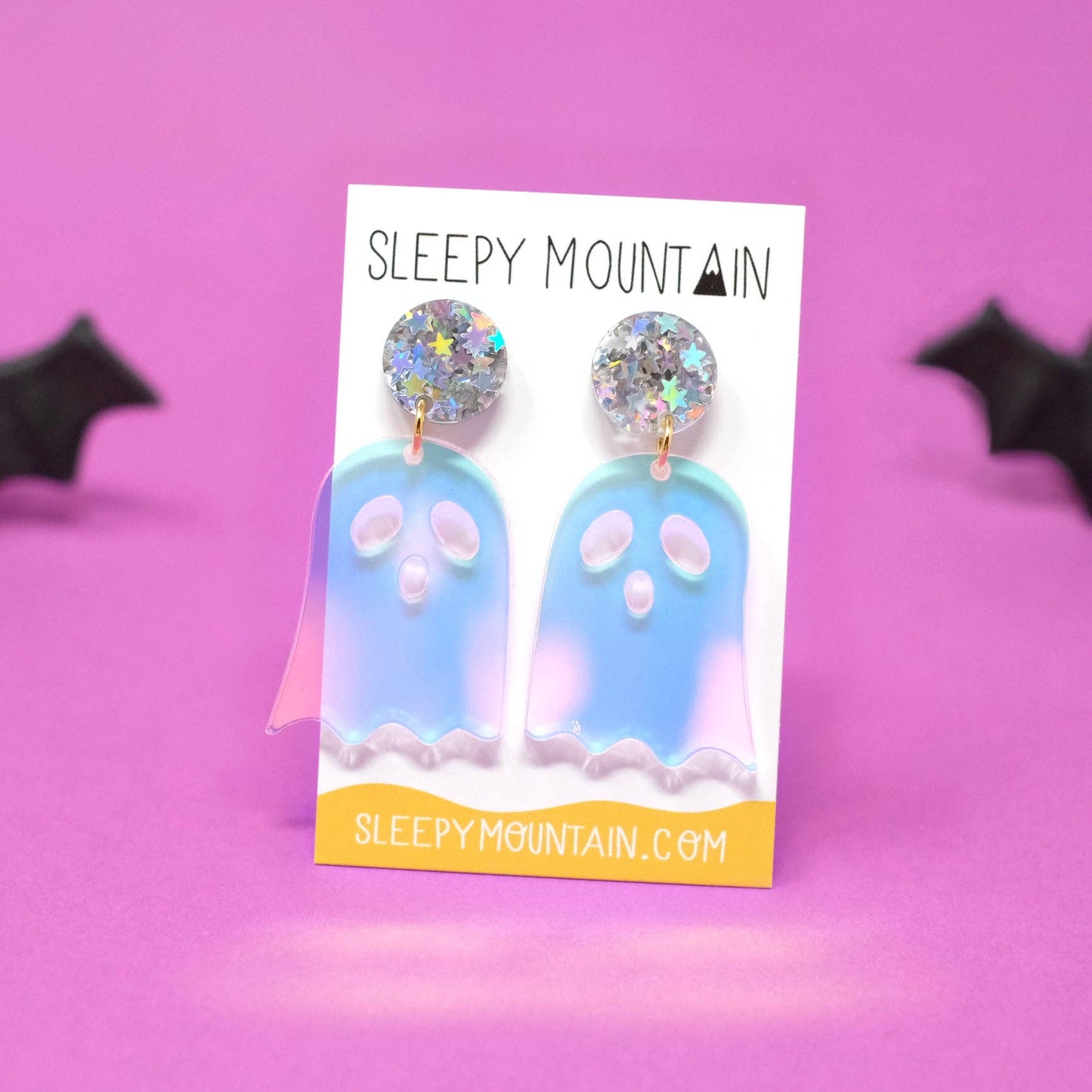 Iridescent Ghost Dangle Earrings | Acrylic