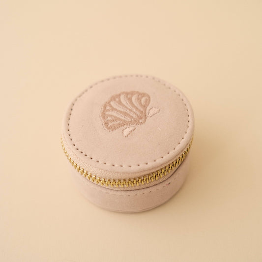 Mini Travel Jewellery Case in Shell Cream