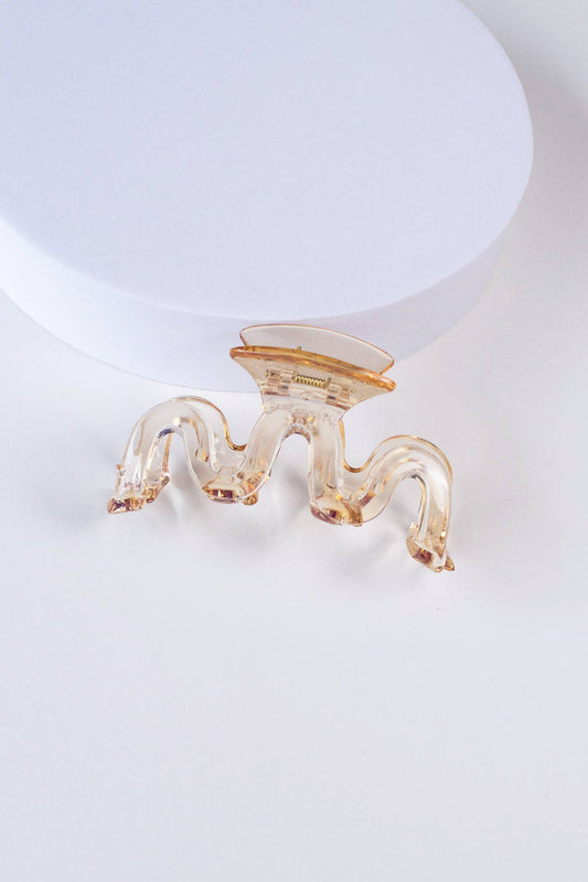 Glossy Waves Hair Claw Clip: Sugar Cane Clear