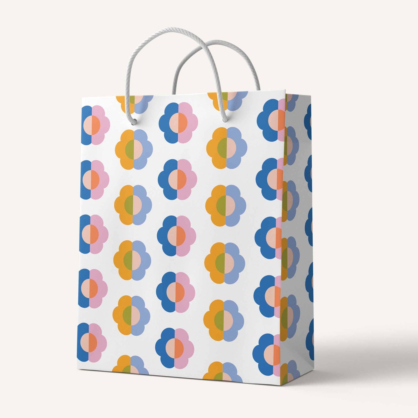 Gift Bag | Pink, Blue Daisy Flowers Birthday & Everyday Gift