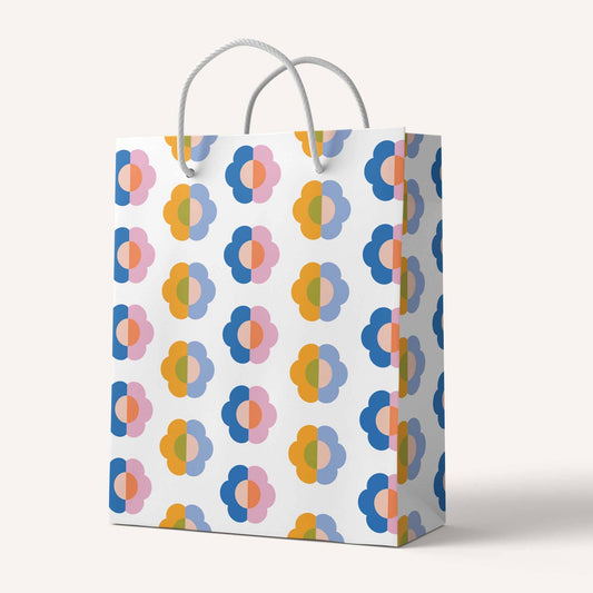 Gift Bag | Pink, Blue Daisy Flowers Birthday & Everyday Gift