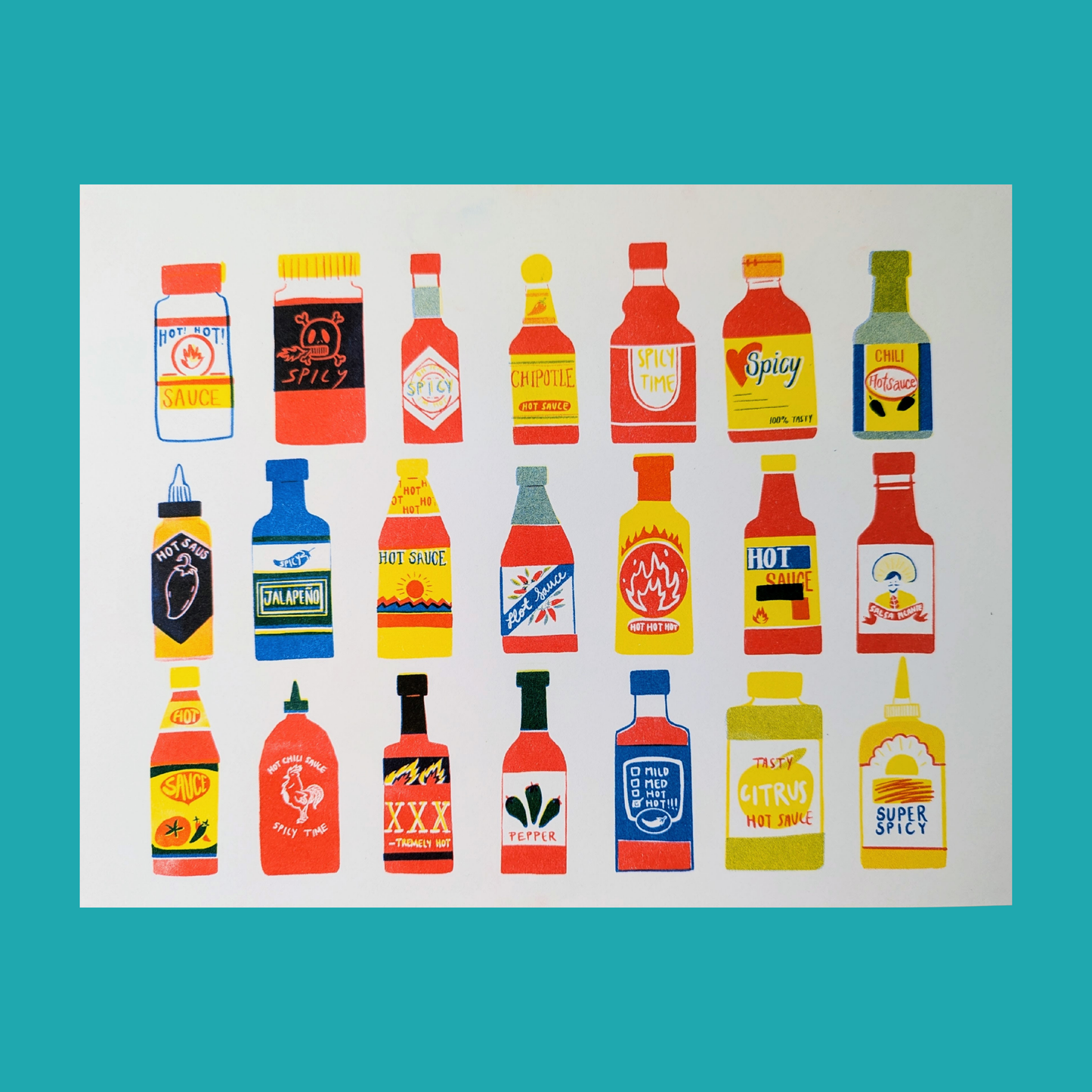 Hot Sauce Risograph Print | 8.5"x11"