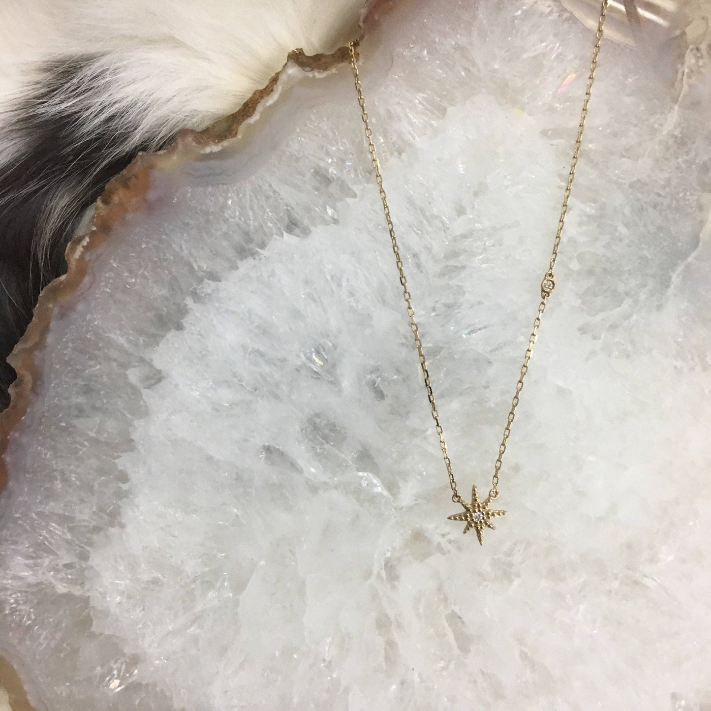 Diamond Stardust Pendant Necklace | Solid Gold
