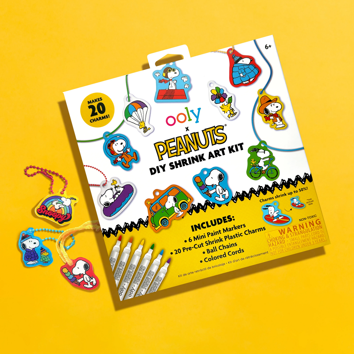 OOLY x Peanuts: D.I.Y. Shrink Art Kit & 6 Mini Paint Markers