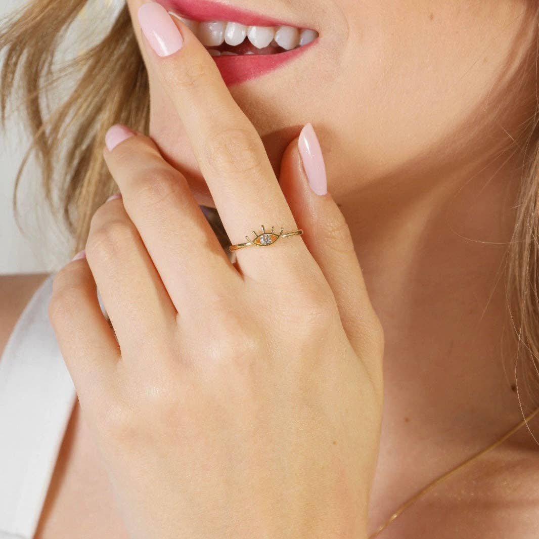 18k Gold Filled Dainty Eye Ring | 6