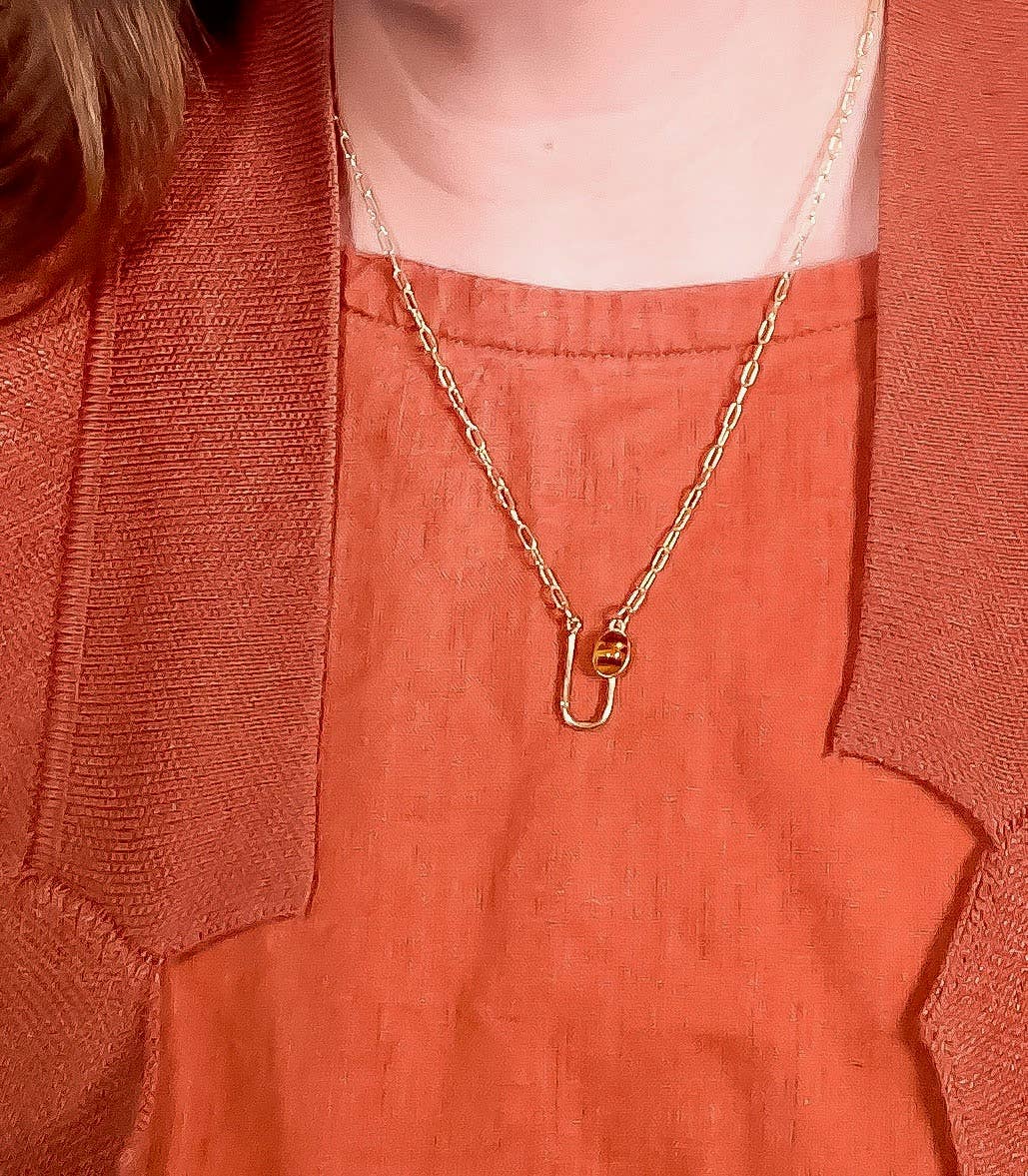 Tortoise Asymmetrical Arch Necklace: 17"