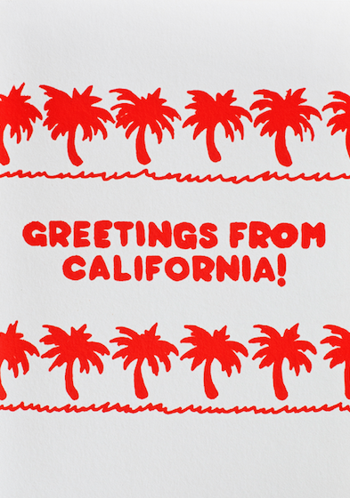 GREETINGS FROM CALIFORNIA PALMS GREETING CARD