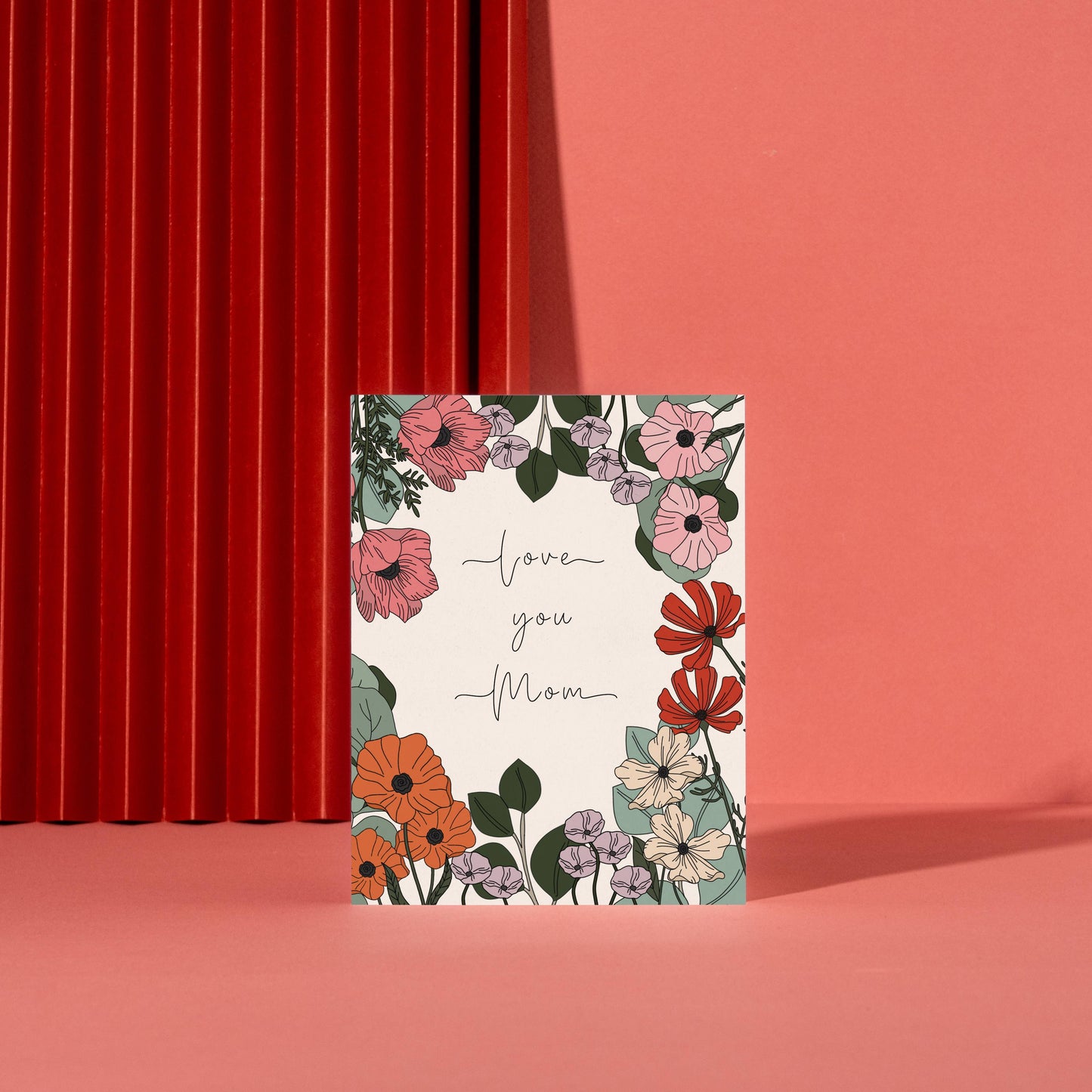 Love You Mom Flowers Card