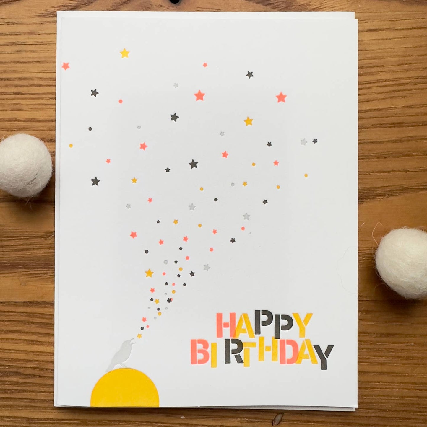 Happy Birthday Letterpress Card with Bird