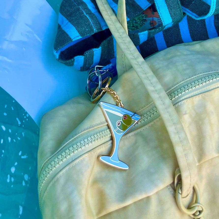 Martini Enamel Bag Charm & Keychain
