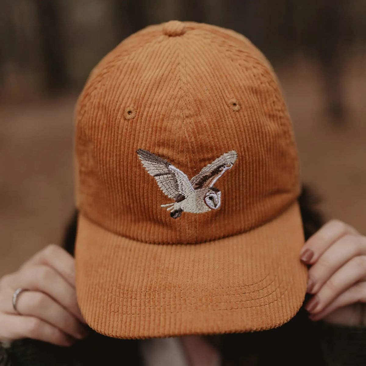 Barn Owl Corduroy Hat: Amber