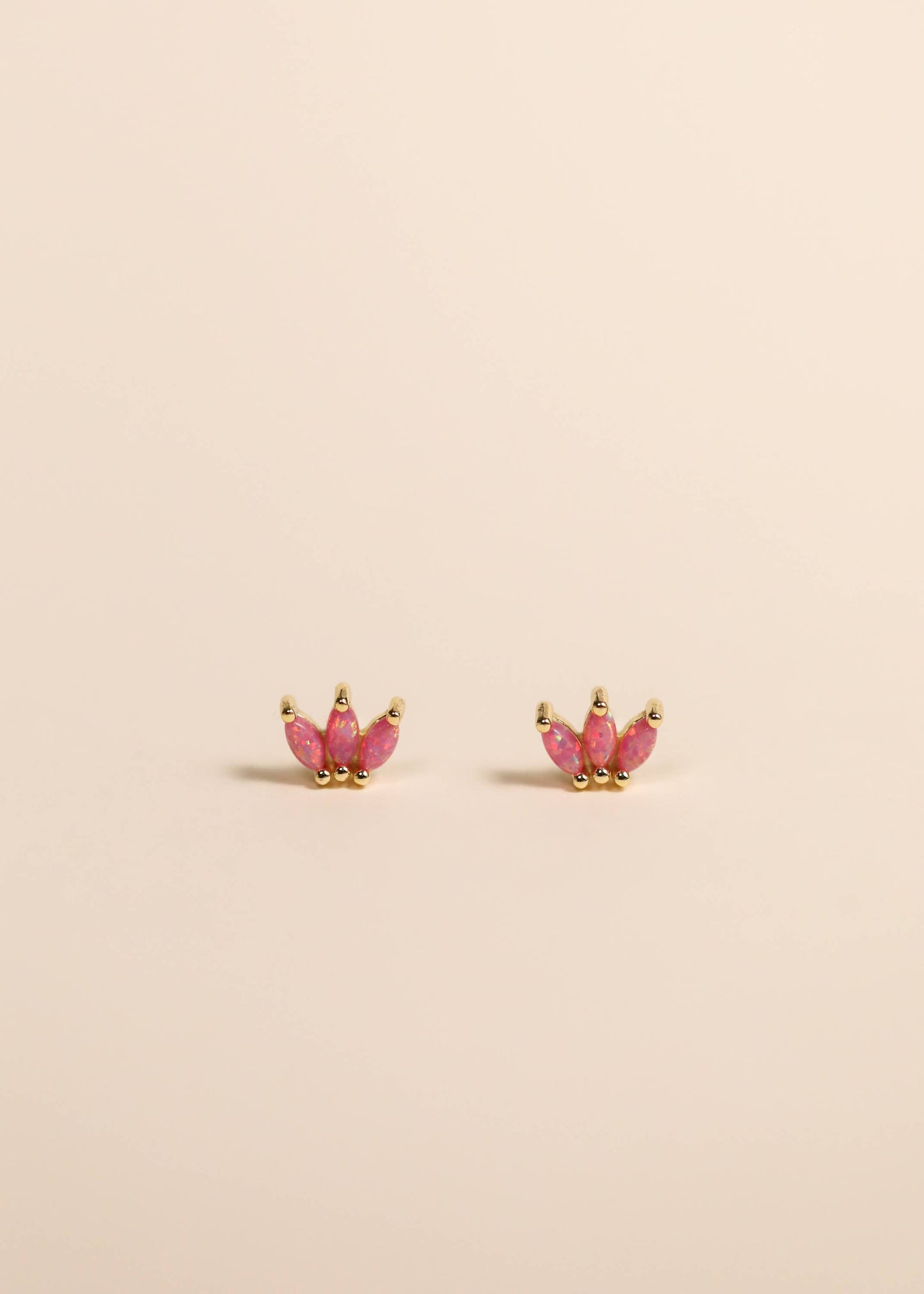 Opal Crown Stud - Pink - Earring