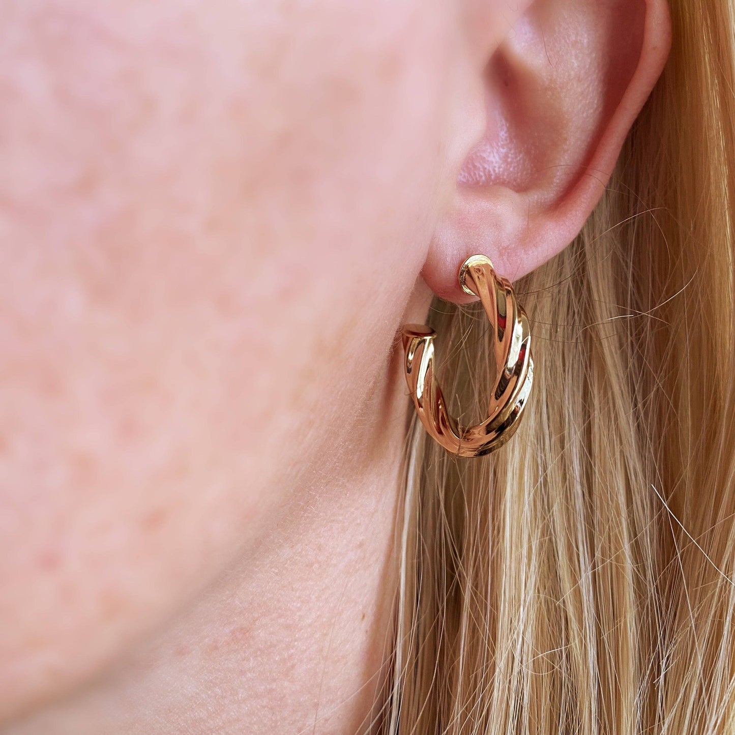 18k Gold Filled Twisted Half-Hoop Earrings | Large
