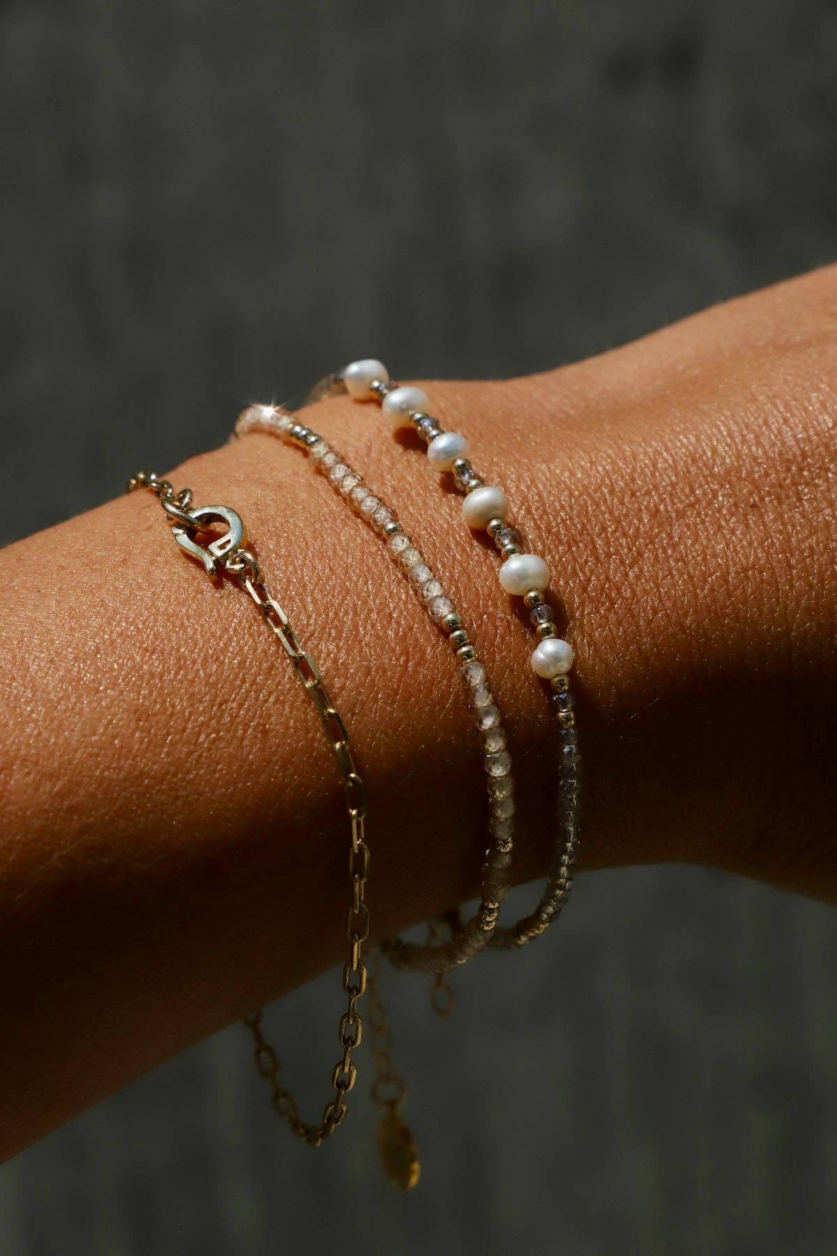 SUNSTONE CZ BEADED BRACELET