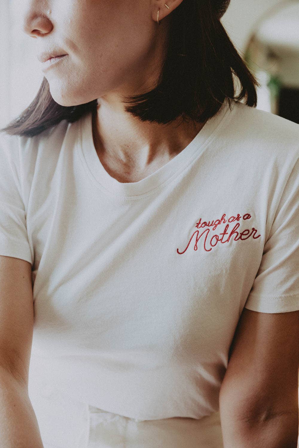 Tough as a Mother White Fitted Tee | L
