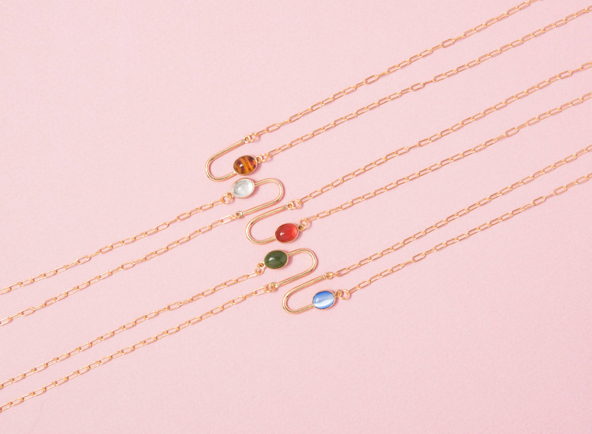 Jade Asymmetrical Arch Necklace: 17"