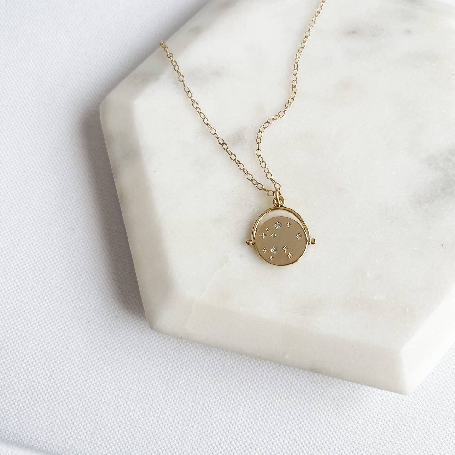 Constellation Coin Charm Necklace | 14k Gold Filled