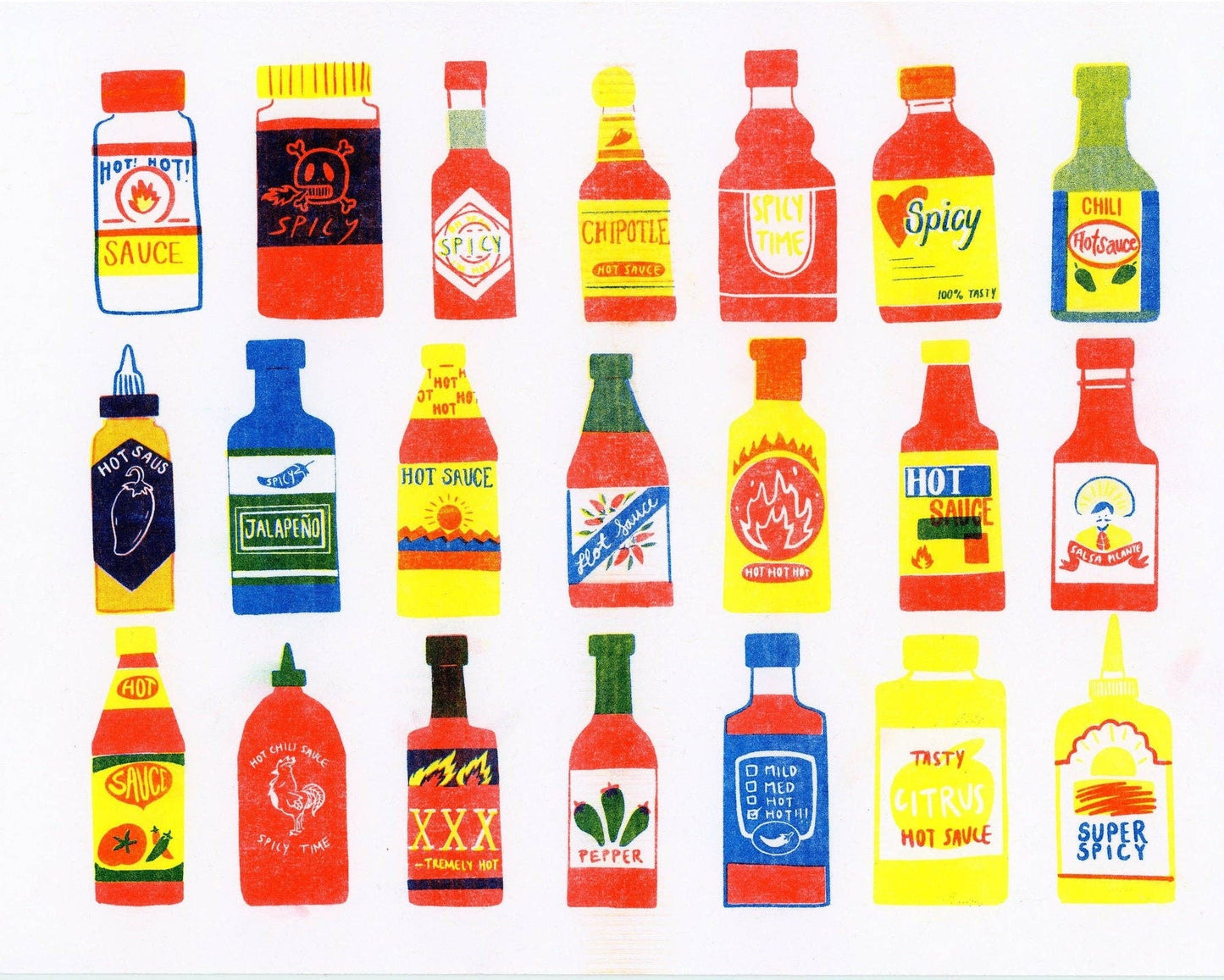 Hot Sauce Risograph Print | 8.5"x11"