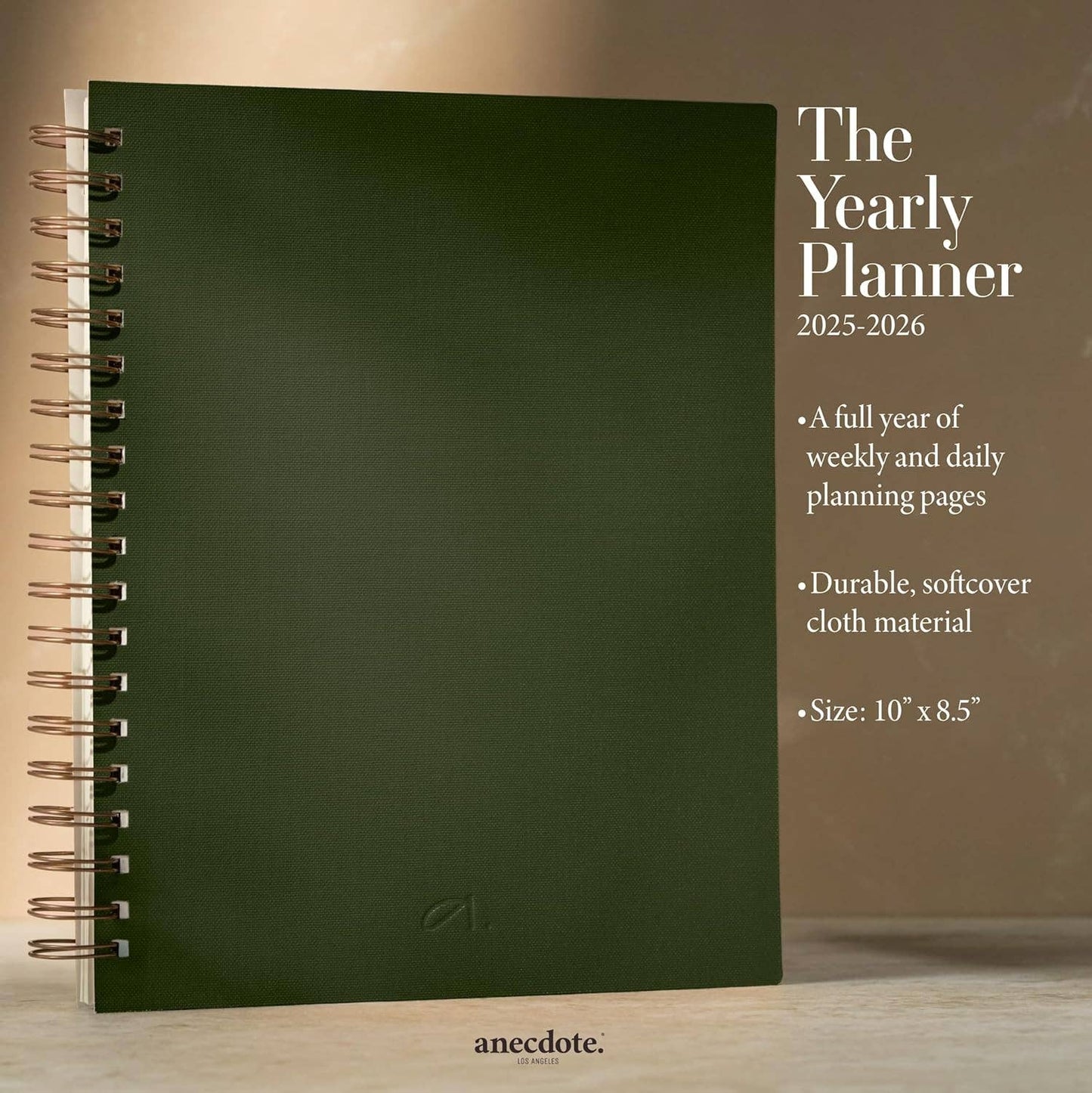 The Yearly Planner -Undated 52 week planner - Spiral Bound : Olive