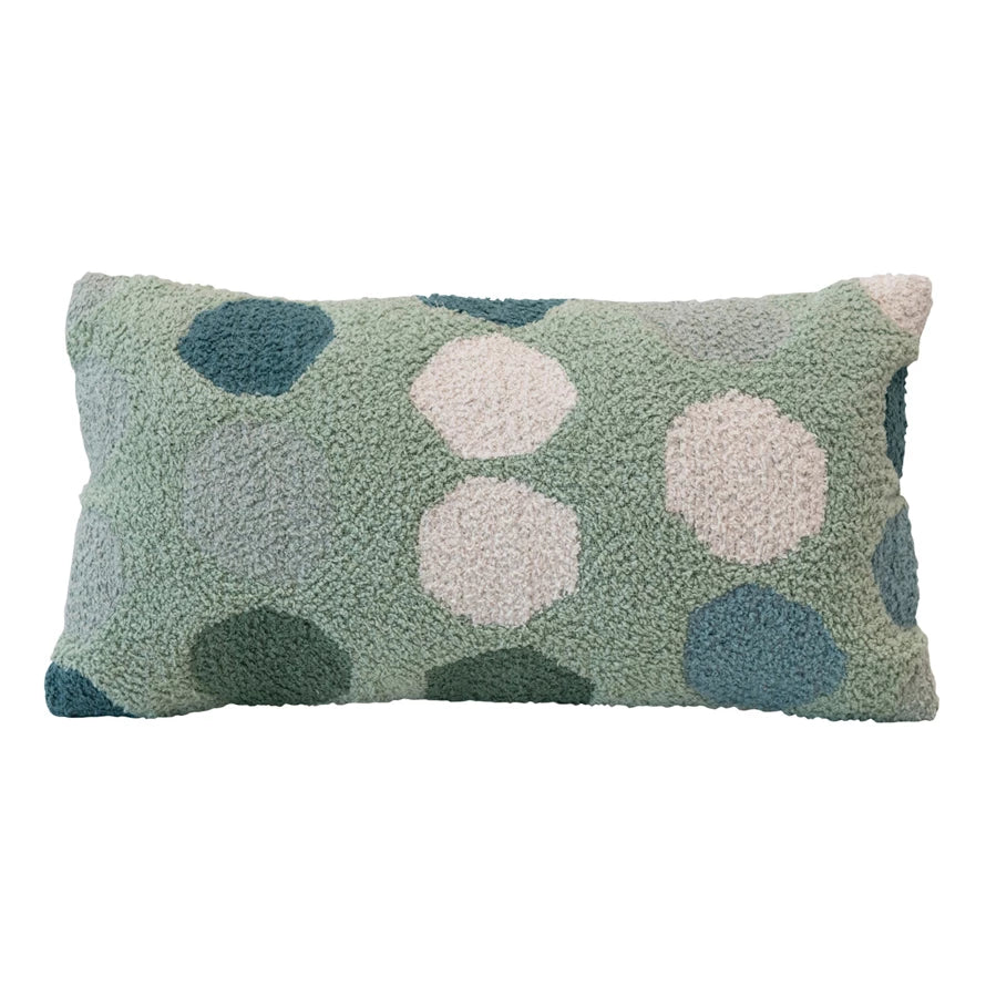 Woven Cotton Lumbar Pillow with Dots 24" x 12"