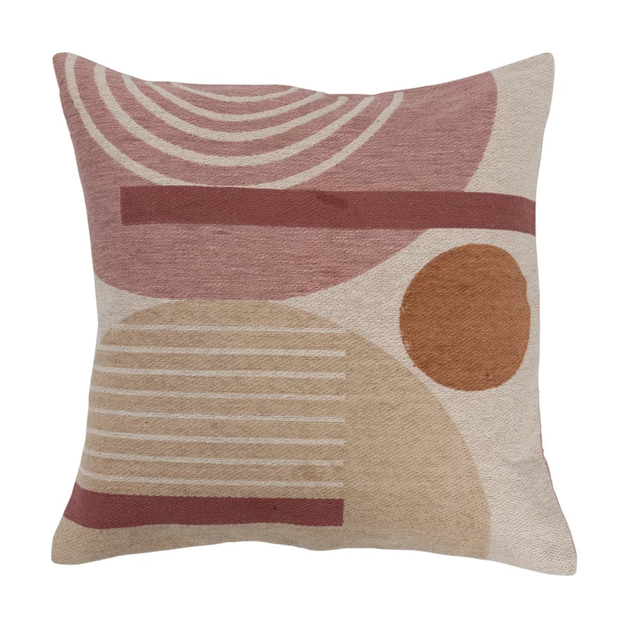 Woven Blush Terracotta Beige Print Pillow