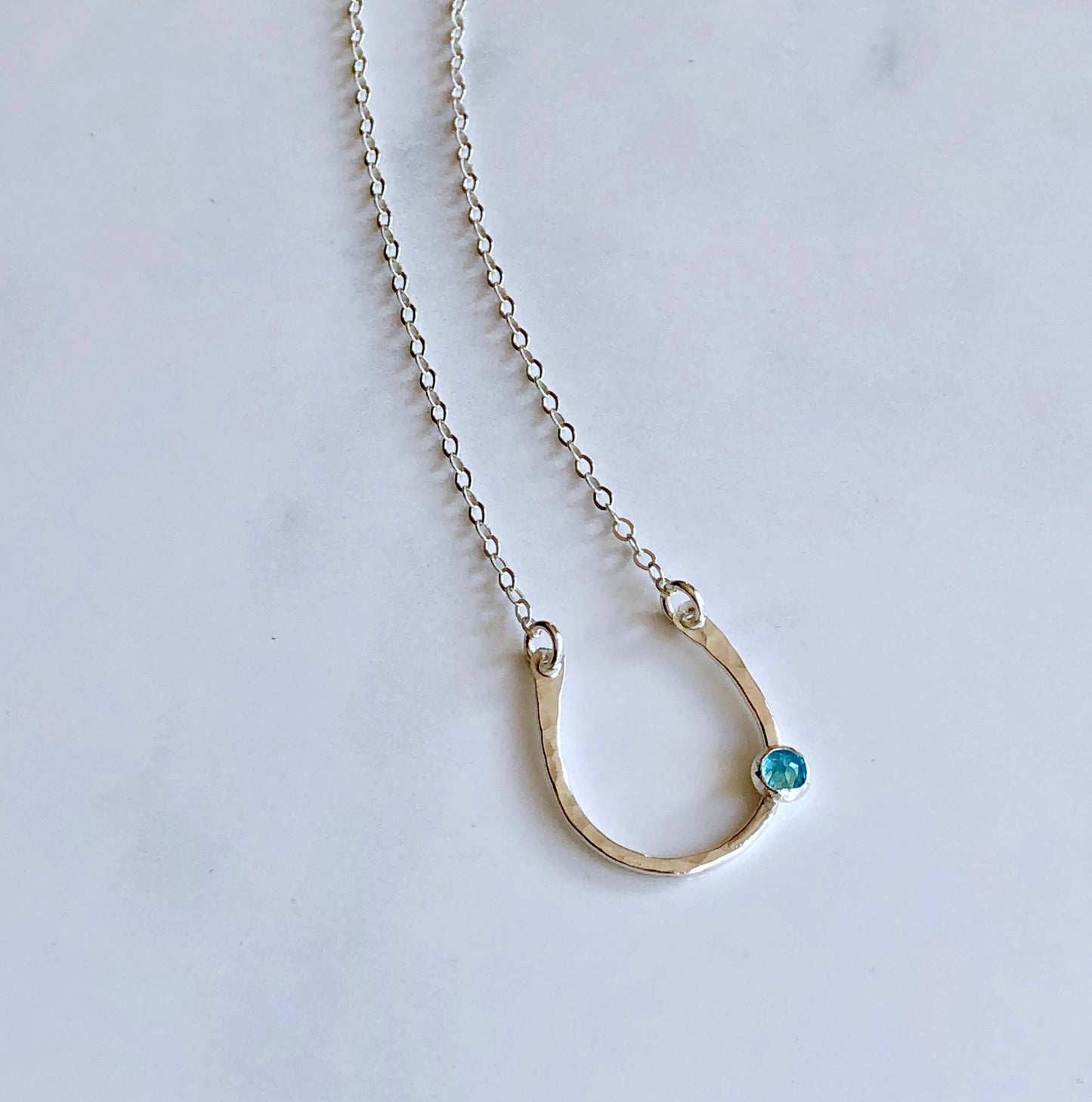 Lucky horseshoe necklace-sterling silver: Opal