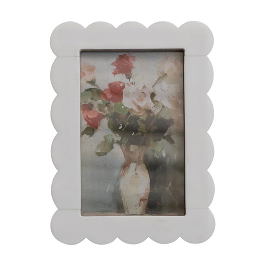 4 x 6 Scalloped Photo Frame | White