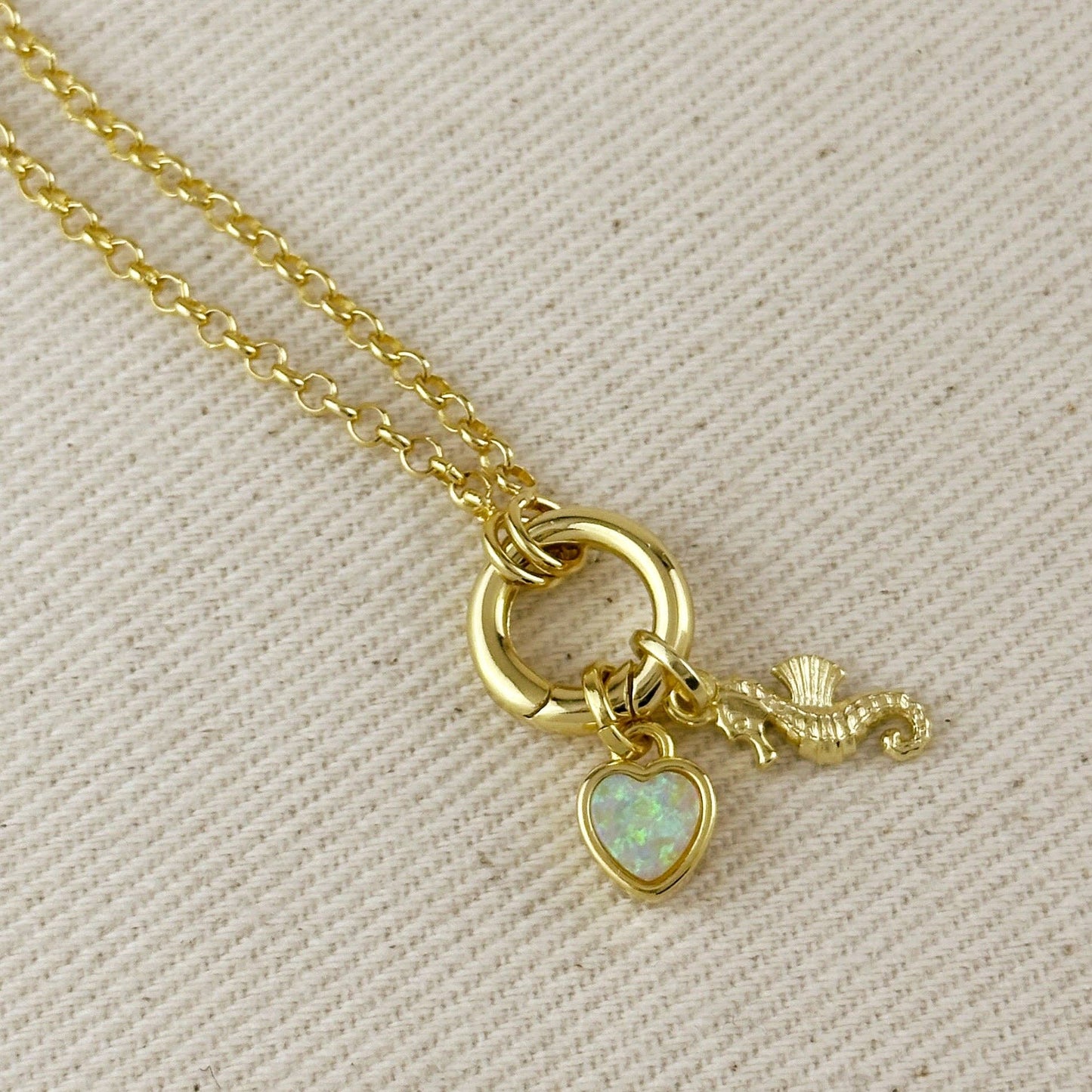18k Gold Filled Rolo Chain Necklace Featuring Carabiner Clasp: 16 inches